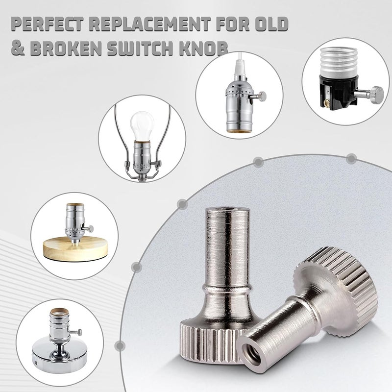 GooChan Lamp Switch Knob, Turn On/Off Brass Light Knob Replacement, Standard Size Twist Knobs, Antique Brass Color (Silver) - Image 5